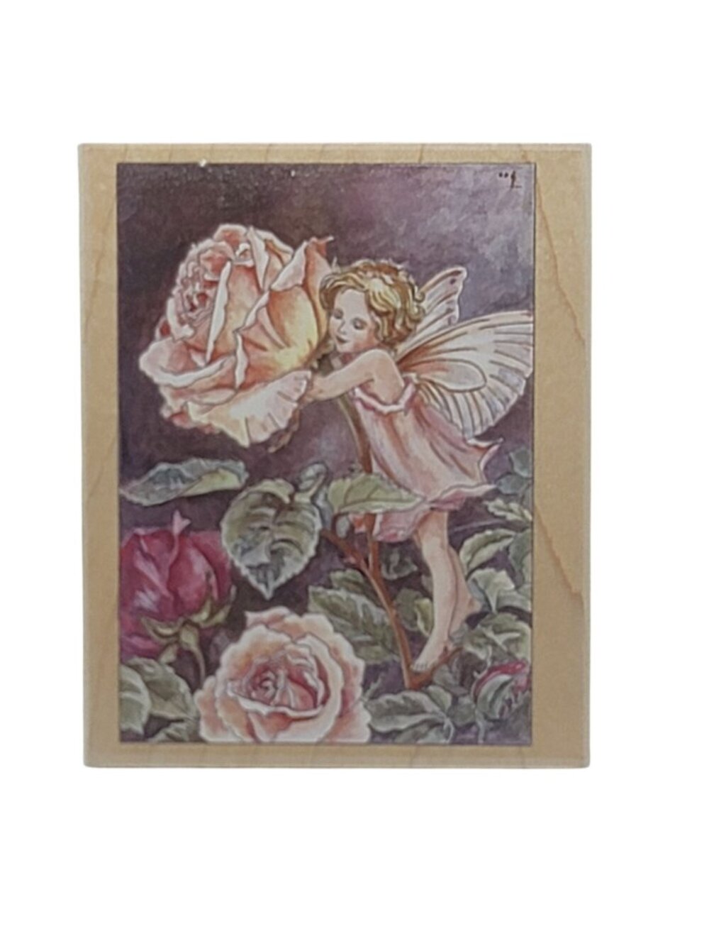 Rose Flower Fairy Rubber Stamp Stamps Happen Wood Mounted 1998 Made In USA New